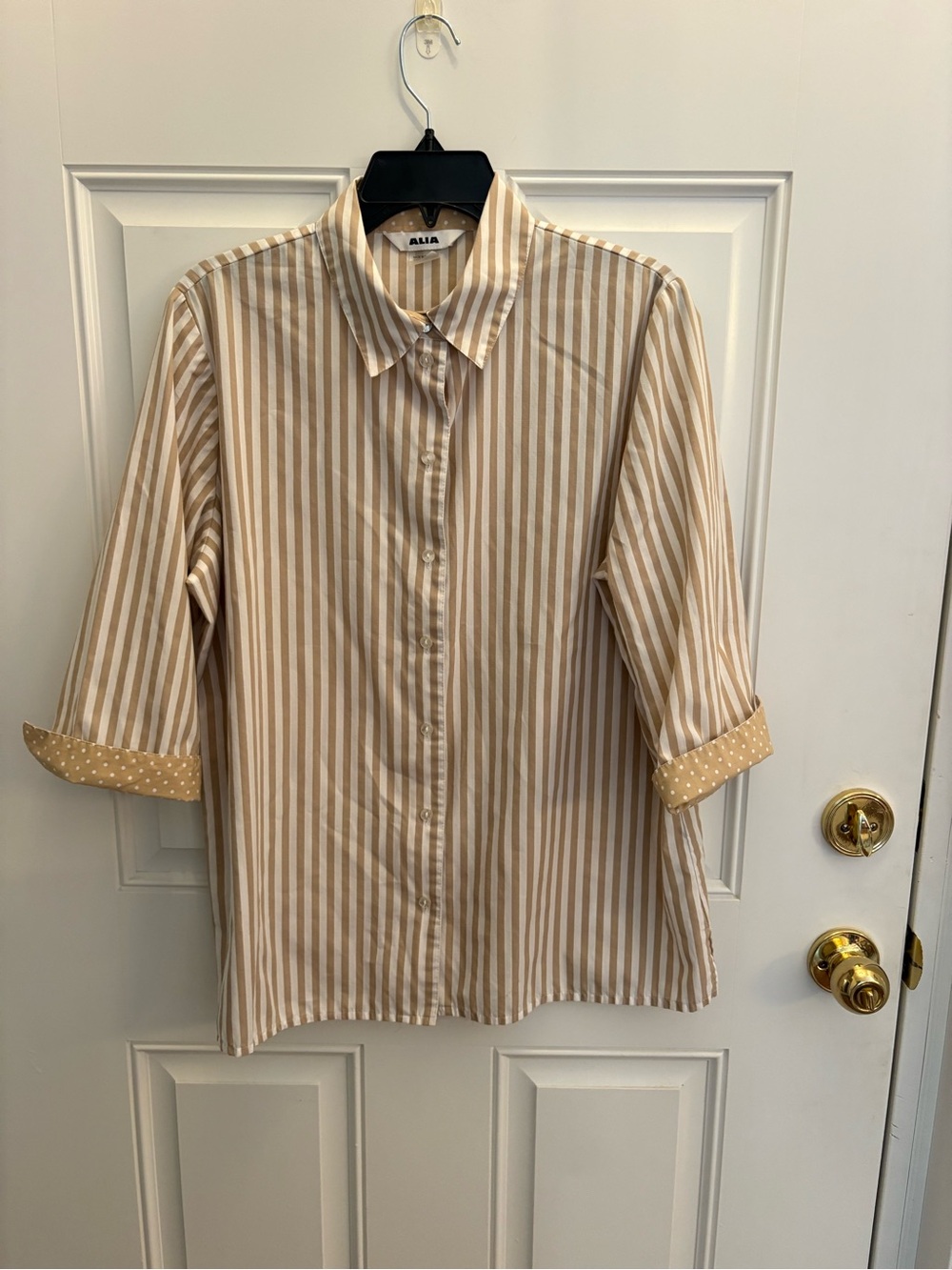Alia Beige & White Striped Kids Button-Down Shirt